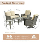 Patio Furniture Set (5 PCS Loveseat Rocking Chair Set / Beige Tan)