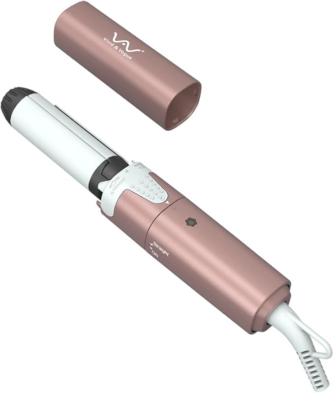 VAV Mini Travel 2 in 1 Hair Straightener and Curler 1 Inch Curling Iron Flat Iron Dual Voltage Hair Styling Tools Ceramic Coating Panel