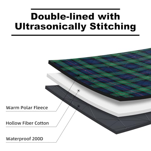 Large Waterproof Outdoor Blanket Thick Fleece 80" x 58" (Green Check)
