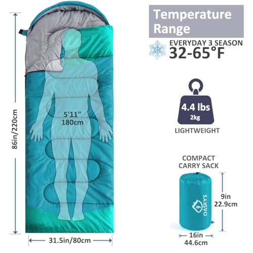 Camping Sleeping Bag (Sky Blue 4.4lb)