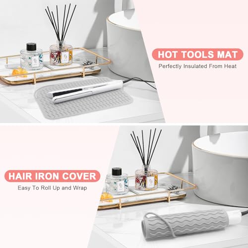 Plus Size Silicone Heat Resistant Mat for Hair Tools (Grey)