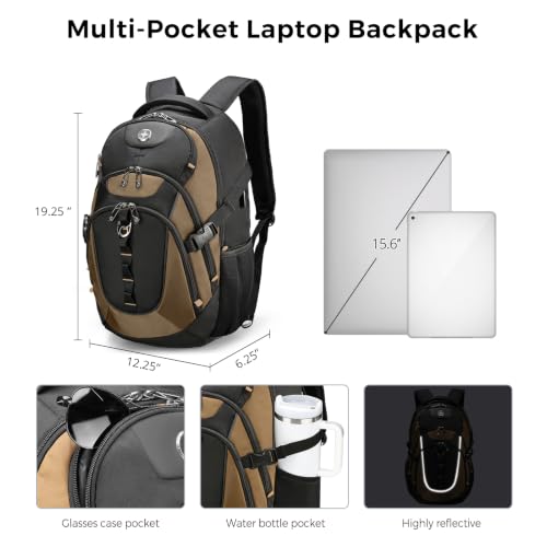 Design Travel Laptop Backpack for Men with USB SD803 (Tan/Black / Standard)