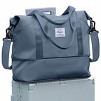Travel Duffle Bag Carry On Weekender 18x14x8 Gym Work Bags for Women Men (A14-JewelBlue-expandable / Large)