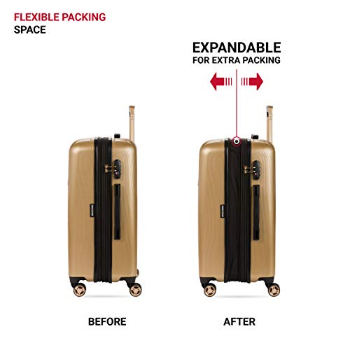 7272 Energie Expandable Hardside Luggage with Spinner Wheels and TSA Lock (Checked-Medium 24-Inch / Gold)
