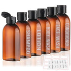 Travel Bottles for Toiletries 6 PCS 3.4oz Plastic Bottles Brown (Brown)