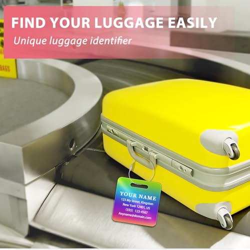 Personalized Metal Luggage Tags (Square Rainbow)