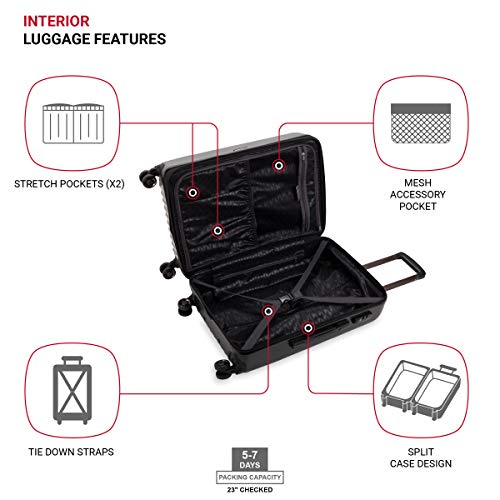 7272 Energie Expandable Hardside Luggage With Spinner Wheels and TSA Lock (Checked-Medium 24-Inch / Black)