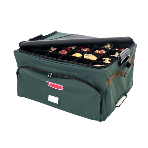 Green Christmas Ornament Storage Box with Dividers (72 Ornaments)