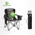 Oversized Fully Padded Camping Chairs with Lumbar Support (Black-2pc / 2PC)