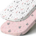 Stretch Fitted Bassinet Sheet Set BROLEX 2 Pack Cradle Sheets for Bassinet Pad (Squirrel Deer / 32x16 Inch)