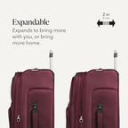 Sion Softside Expandable Spinner Luggage Durable Lightweight Travel Suitcase (Checked-Large / Merlot)