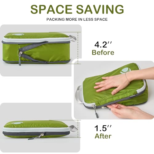 Compression Packing Cubes for Travel (Green / 8PCS)