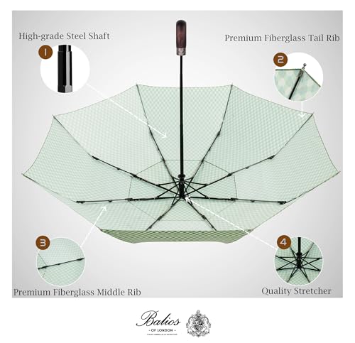 Folding Umbrella Real Wood Handle Kimono Olive Night (Kimono Olive Night)