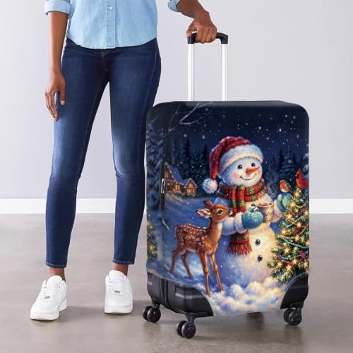 Christmas Snowman Suitcase Cover (L(for 26-29 inch luggage) / Snowman Reindeer)