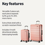 2 Piece Hardshell Suitcases Set (Rose Gold / 2-Piece Set)