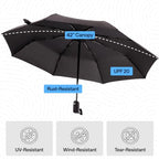 Compact Travel Size Umbrella for Rain (Sky Blue Clouds + Black)