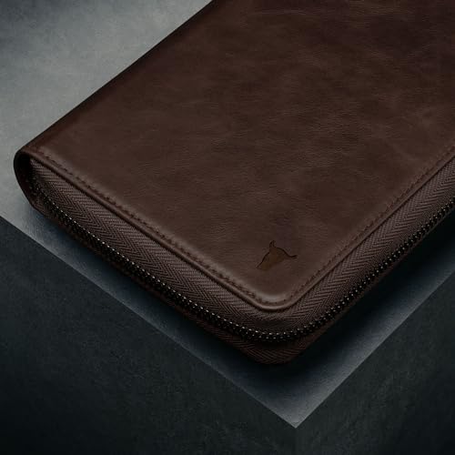 Premium Leather Family Travel Wallet (Dark Brown)
