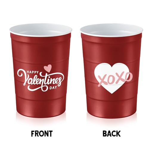 16 oz. Reusable Party Cups (Valentine Red / 12 Count)