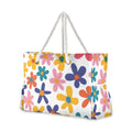Large Beach Bags Totes Canvas Tote Shoulder Bag Soft Wave Water Resistant Bags for Gym Travel Daily Ocean (Colorful Flower)