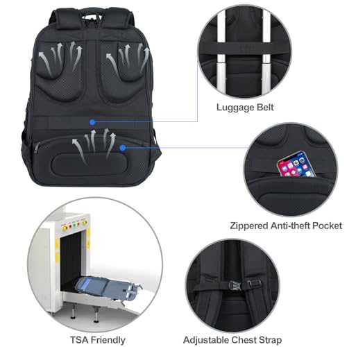Travel Laptop Backpack 18.4 Inch XXXL Computer Backpack for Men (Black/Grey / 18.4 inch)