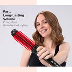 SmoothStay Coconut Oil Infused 1" Heated Styling Brush (1 Count (Pack of 1) / Black/Red)