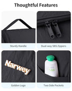 Hanging Toiletry Bag for Women (Quilted Black / Large)