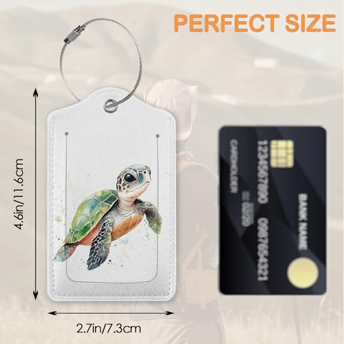 Abstract Colorful Sea Turtle 3 PCS PU Leather Luggage Tags for Suitcase (Abstract Colorful Sea Turtle)