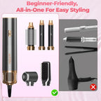 5-in-1 Hot Air Styler, Hair Dryer Brush with Auto-Wrap Curlers (Charcoal)
