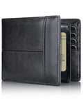 Mens Wallet Rfid Blocking Leather Wallet for Men Bifold Wallets (Black)