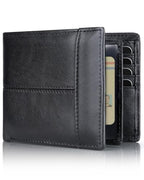 Mens Wallet Rfid Blocking Leather Wallet for Men Bifold Wallets (Black)