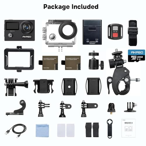 Brave 4 Action Camera 4K30fps with 128GB MicroSD Card Bundle