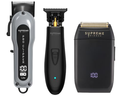 3-in-1 Barber Bundle | Pro Clipper Lite, DLC T-Shaper Trimmer & Crunch Foil Shaver | Professional Beard Trimmer Men’s Hair Clipper Kit | Black Lite Bundle (Black Lite Bundle)