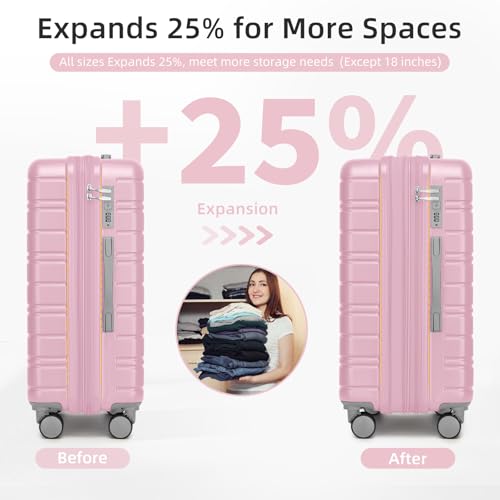 Luggage Sets 6 Piece (Pink / 6 Piece Set (18/20/24/28/DB/TB))