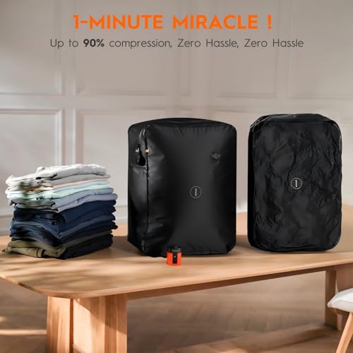 43L Max Capacity Vacuum Suitcase Compression Bags with Wireless Pump (1PC+Pump (No Tracker, Standard Kit))