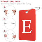 2 Pack Initial Luggage Tags for Suitcases Airplane Travel Essentials (Large E / Red)