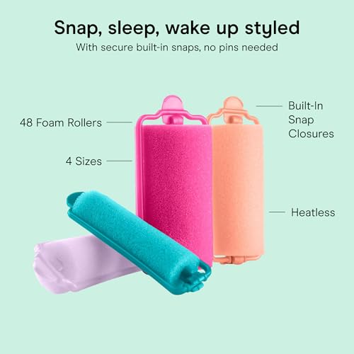 Hair Rollers for Heatless Curls Overnight (1 Count (Pack of 48) / Assorted)