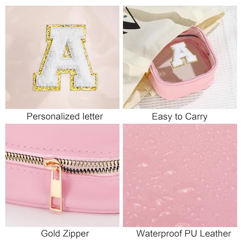 Mini Initial Makeup Bag (Mini-Pink / J)