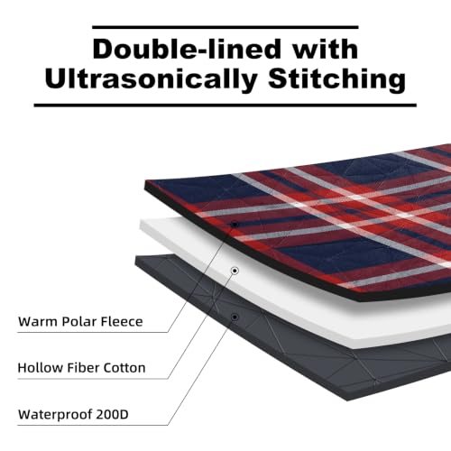 Large Waterproof Outdoor Blanket Thick Fleece 80" x 58" (Red Check)