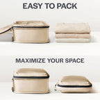 Ultralight Compression Packing Cubes for Travel (3-Pack / Beige)