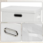 Medium 15" 21 Quart Collapsible Stackable Storage Bins with Lids (White / Medium -3 Pack)