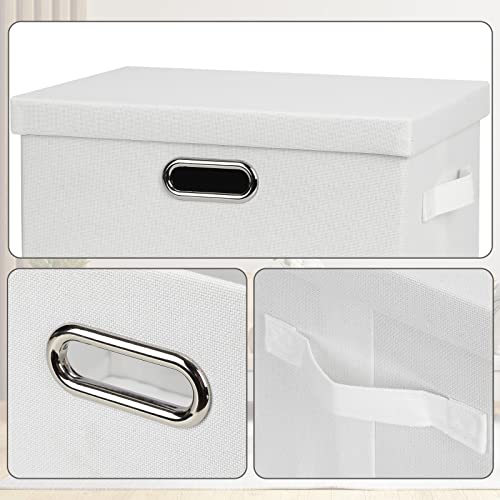 Medium 15" 21 Quart Collapsible Stackable Storage Bins with Lids (White / Medium -3 Pack)