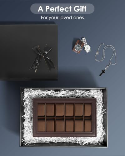 Mens Watch Box Jewelry Organizer (Espresso / 12-slot)