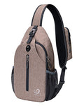 Crossbody Sling Backpack Sling Bag Travel Hiking Chest Bags Daypack (Khaki / Small)