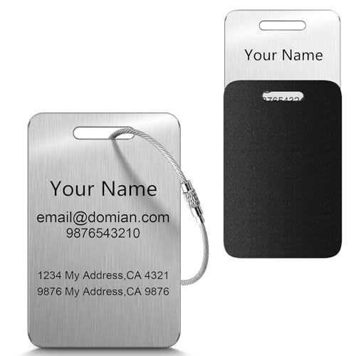 Stainless Steel Personalized Luggage Tags for Suitcases (2"x3.3" / 1 Tag)