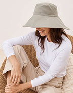 Ultra Wide Cotton Linen Hat (Small-Medium / Sage / Beige)