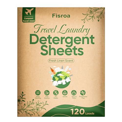 Travel Laundry Detergent Sheets 120 Loads Fresh Linen Scent (60 Count (Pack of 1))