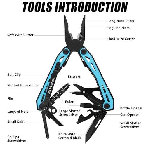 16-In-1 Multi-Tool Pliers, EDC Multitool, Aqua Blue (Aqua Blue)