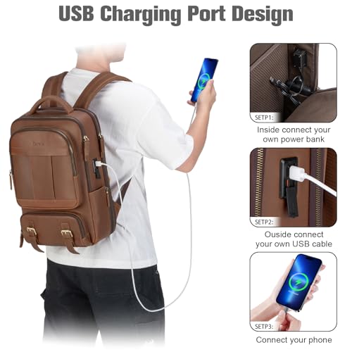 Leather Laptop Backpack (15.6inch / Leather-brown)
