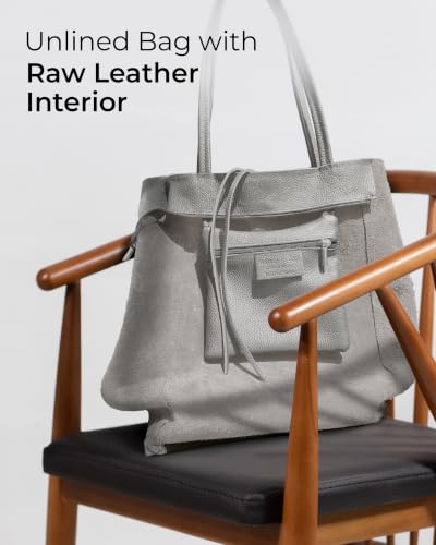 Genuine Italian Leather Tote Bag for Women (Grey)