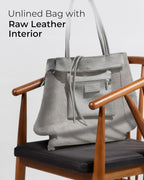 Genuine Italian Leather Tote Bag for Women (Grey)
